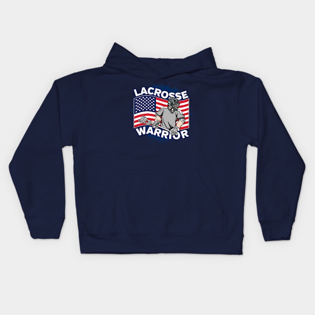 American Lacrosse Warrior Kids Hoodie by RadStar